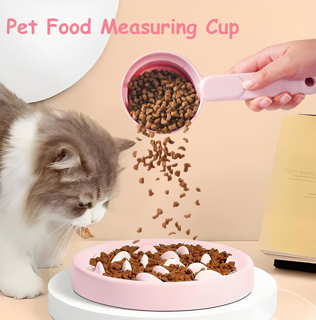 Dog Cat Food Scoop - Pet Food Scoop Dog Food Measuring Cup 1/2 1/4 Cup, Comfortable Long Handle for Easy to Scoop Food, Blue 1/2 Cup