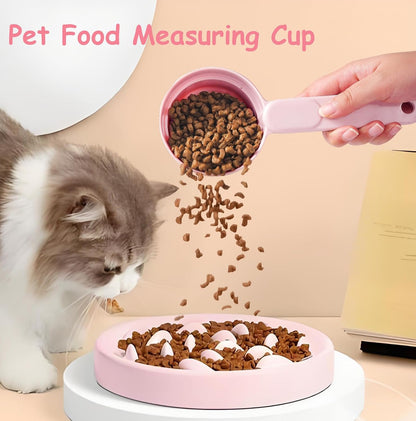 Dog Cat Food Scoop - Pet Food Scoop Dog Food Measuring Cup 1/2 1/4 Cup, Comfortable Long Handle for Easy to Scoop Food, Blue 1/2 Cup