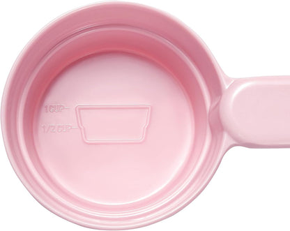 Dog Cat Food Scoop - Pet Food Scoop Dog Food Measuring Cup 1/2 1/4 Cup, Comfortable Long Handle for Easy to Scoop Food, Blue 1/2 Cup