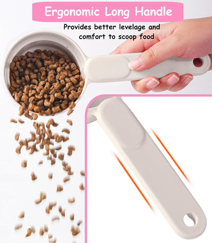Dog Cat Food Scoop - Pet Food Scoop Dog Food Measuring Cup 1/2 1/4 Cup, Comfortable Long Handle for Easy to Scoop Food, Blue 1/2 Cup