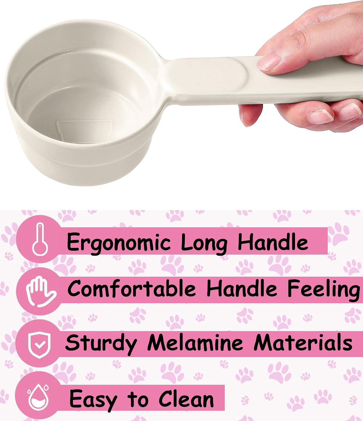 Dog Cat Food Scoop - Pet Food Scoop Dog Food Measuring Cup 1/2 1/4 Cup, Comfortable Long Handle for Easy to Scoop Food, Blue 1/2 Cup
