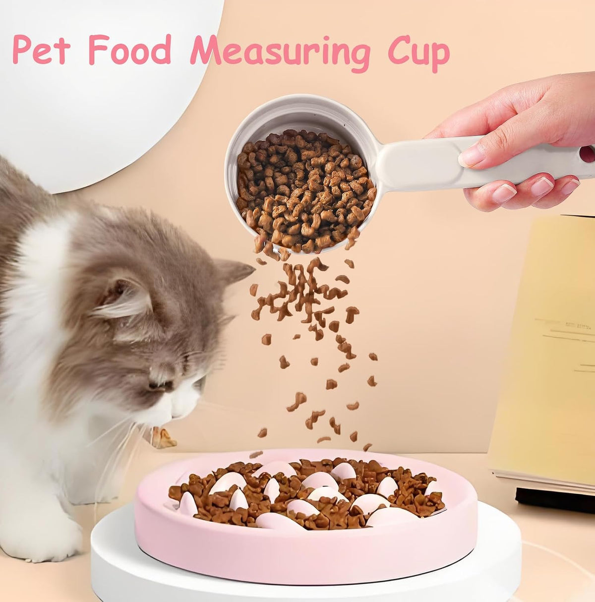 Dog Cat Food Scoop - Pet Food Scoop Dog Food Measuring Cup 1/2 1/4 Cup, Comfortable Long Handle for Easy to Scoop Food, Blue 1/2 Cup