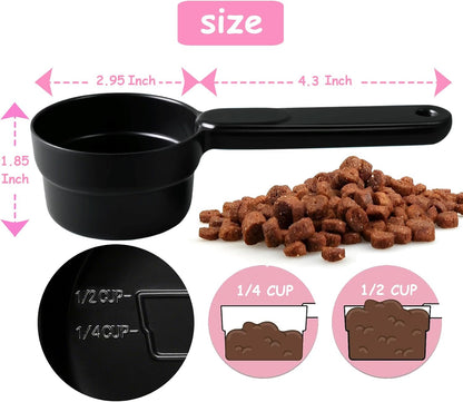 Dog Cat Food Scoop - Pet Food Scoop Dog Food Measuring Cup 1/2 1/4 Cup, Comfortable Long Handle for Easy to Scoop Food, Blue 1/2 Cup