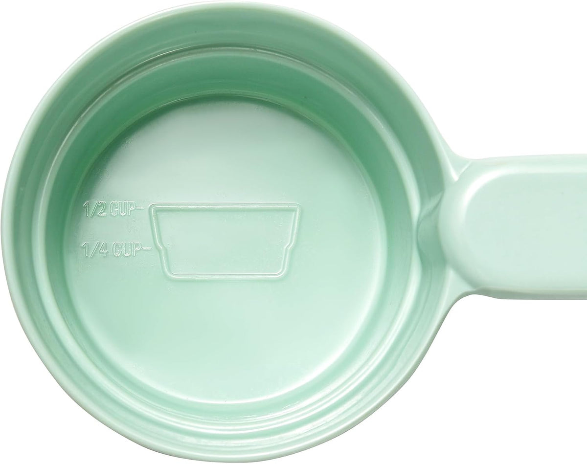 Dog Cat Food Scoop - Pet Food Scoop Dog Food Measuring Cup 1/2 1/4 Cup, Comfortable Long Handle for Easy to Scoop Food, Blue 1/2 Cup