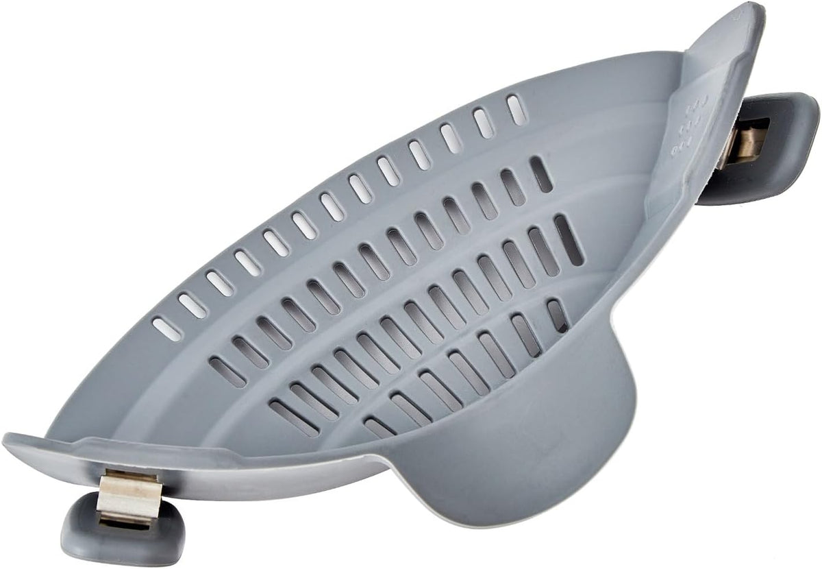 Silicone Clip On Strainer for Pots and Pans - Heat Resistant, Food, Noodle, Meat, Fruits, Vegetables and Pasta Strainer - Versatile Kitchen Gadget and Colander (Black)
