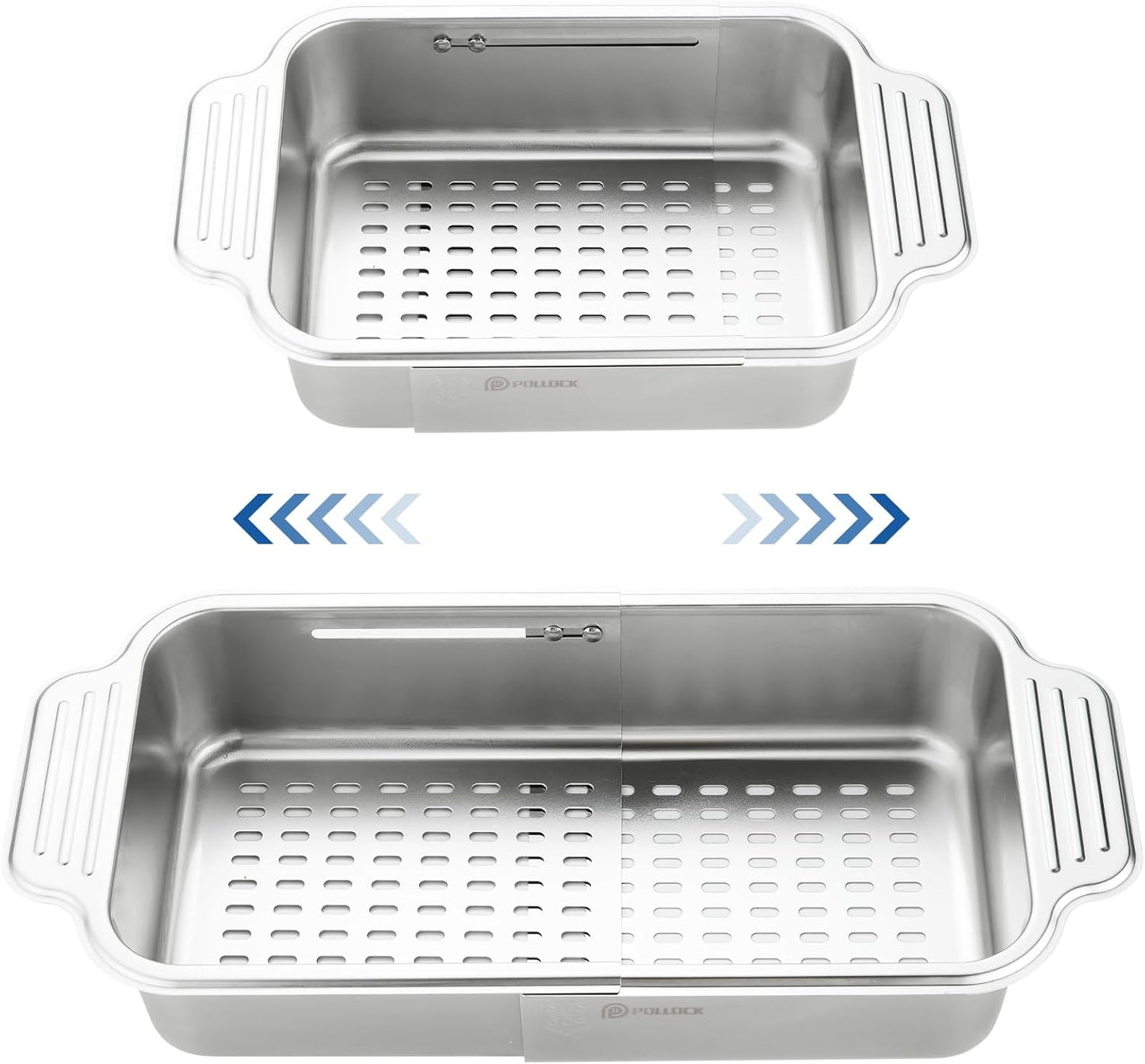 pollock 4 In 1 Collapsible Sink Colander for Kitchen Food Grade 304 Stainless Steel Over the Strainer Extend Drain Basket Washing Vegetable Fruits,Dishes