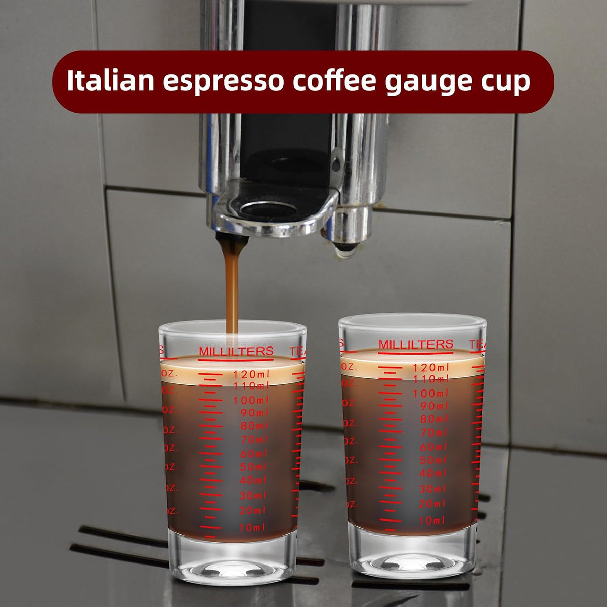 2Pcs Shot Glass Measuring Cup, 4 Ounce Heavy Base Jigger, Espresso Shot Glasses, Liquid Cup, Round Shot Glasses, Small Cups for Vodka, Whiskey, Tequila, Espresso, Liquor (2, Red)