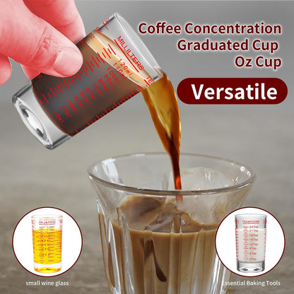 2Pcs Shot Glass Measuring Cup, 4 Ounce Heavy Base Jigger, Espresso Shot Glasses, Liquid Cup, Round Shot Glasses, Small Cups for Vodka, Whiskey, Tequila, Espresso, Liquor (2, Red)