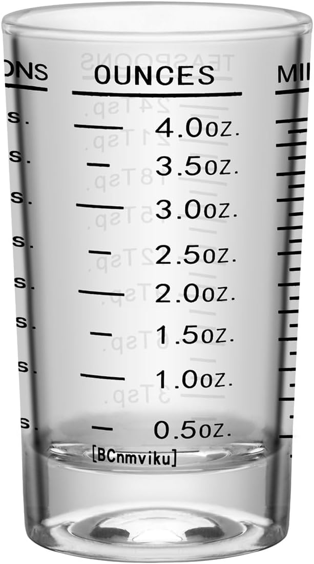 2Pcs Shot Glass Measuring Cup, 4 Ounce Heavy Base Jigger, Espresso Shot Glasses, Liquid Cup, Round Shot Glasses, Small Cups for Vodka, Whiskey, Tequila, Espresso, Liquor (2, Red)