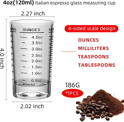 2Pcs Shot Glass Measuring Cup, 4 Ounce Heavy Base Jigger, Espresso Shot Glasses, Liquid Cup, Round Shot Glasses, Small Cups for Vodka, Whiskey, Tequila, Espresso, Liquor (2, Red)