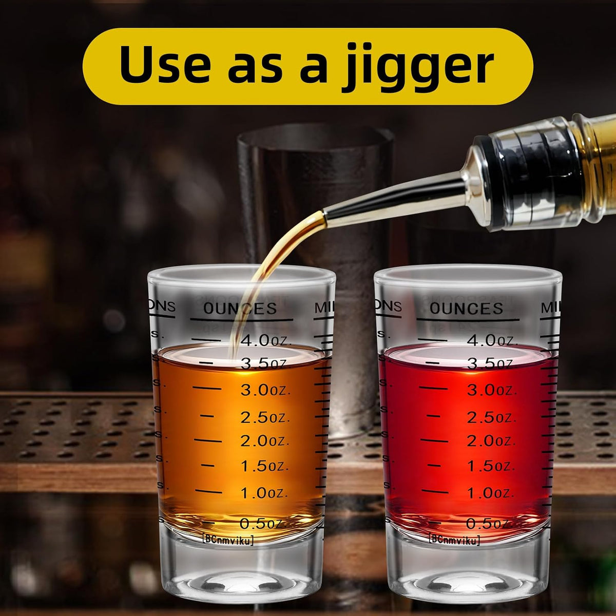 2Pcs Shot Glass Measuring Cup, 4 Ounce Heavy Base Jigger, Espresso Shot Glasses, Liquid Cup, Round Shot Glasses, Small Cups for Vodka, Whiskey, Tequila, Espresso, Liquor (2, Red)