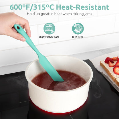 Skinny Silicone Jar Spatula Scraper, 10in Sourdough Tool, Aqua Sky