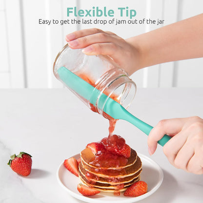 Skinny Silicone Jar Spatula Scraper, 10in Sourdough Tool, Aqua Sky