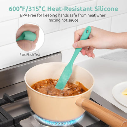 Skinny Silicone Jar Spatula Scraper, 10in Sourdough Tool, Aqua Sky