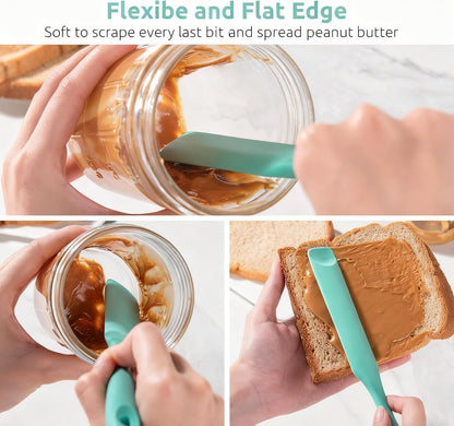 Skinny Silicone Jar Spatula Scraper, 10in Sourdough Tool, Aqua Sky
