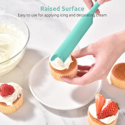 Skinny Silicone Jar Spatula Scraper, 10in Sourdough Tool, Aqua Sky
