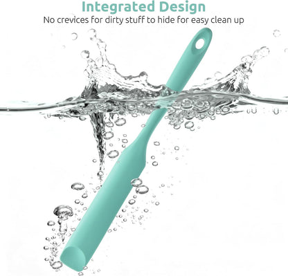 Skinny Silicone Jar Spatula Scraper, 10in Sourdough Tool, Aqua Sky