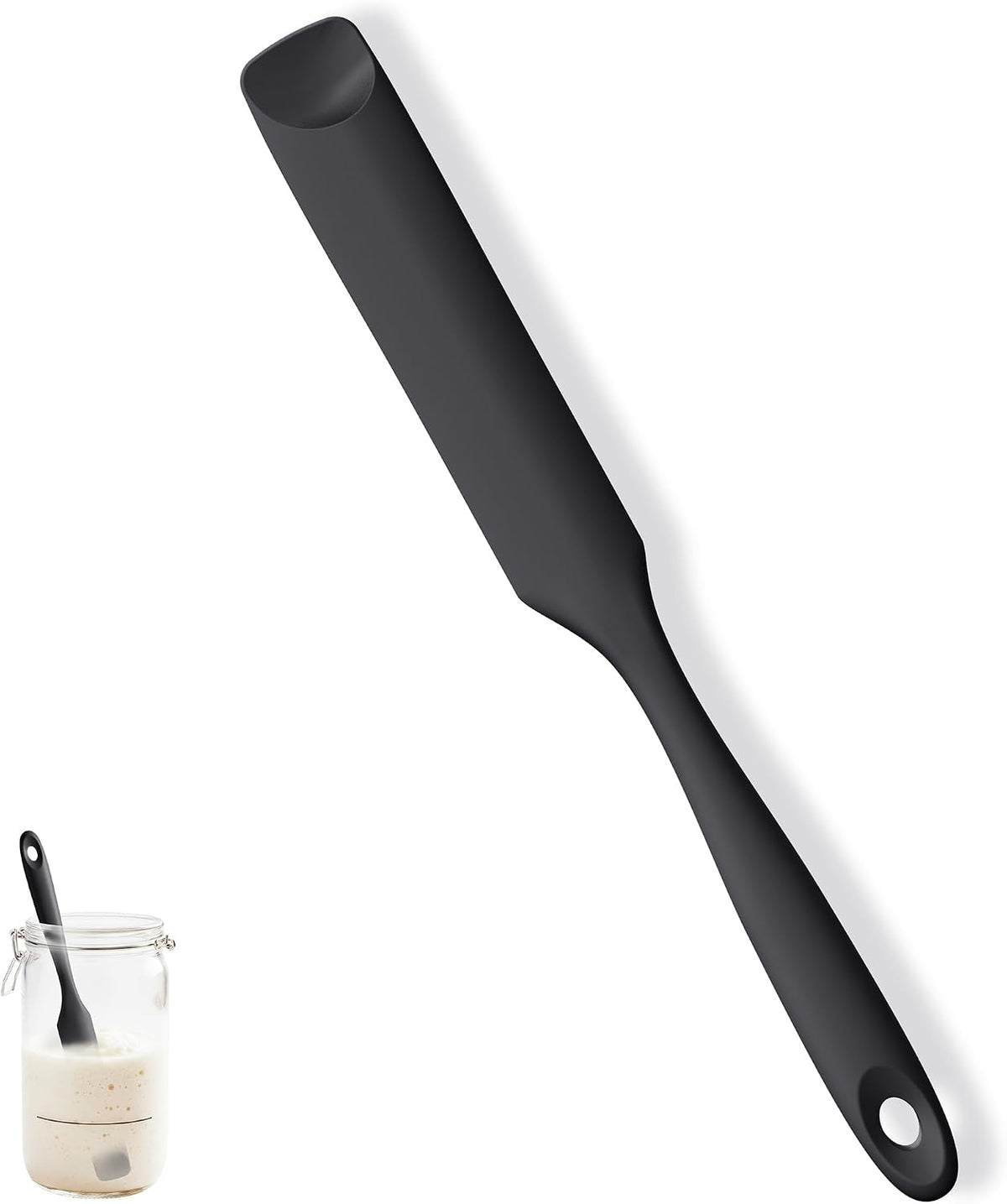 Skinny Silicone Jar Spatula Scraper, 10in Sourdough Tool, Aqua Sky