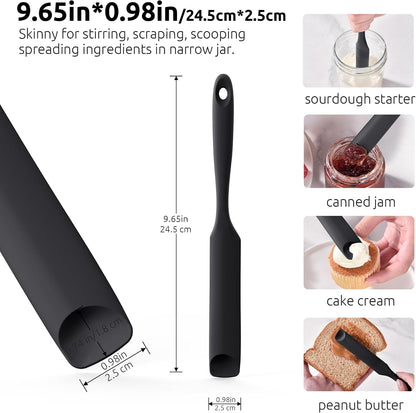 Skinny Silicone Jar Spatula Scraper, 10in Sourdough Tool, Aqua Sky