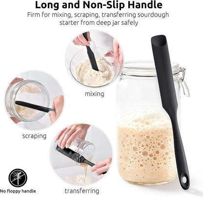Skinny Silicone Jar Spatula Scraper, 10in Sourdough Tool, Aqua Sky