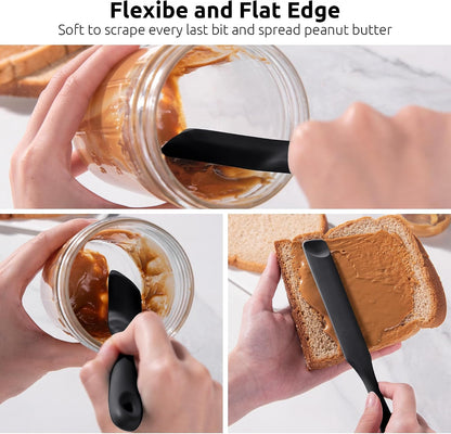 Skinny Silicone Jar Spatula Scraper, 10in Sourdough Tool, Aqua Sky