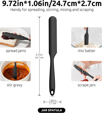 Skinny Silicone Jar Spatula Scraper, 10in Sourdough Tool, Aqua Sky
