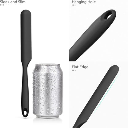 Skinny Silicone Jar Spatula Scraper, 10in Sourdough Tool, Aqua Sky
