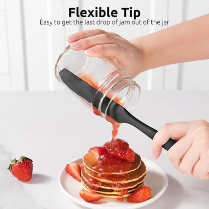 Skinny Silicone Jar Spatula Scraper, 10in Sourdough Tool, Aqua Sky