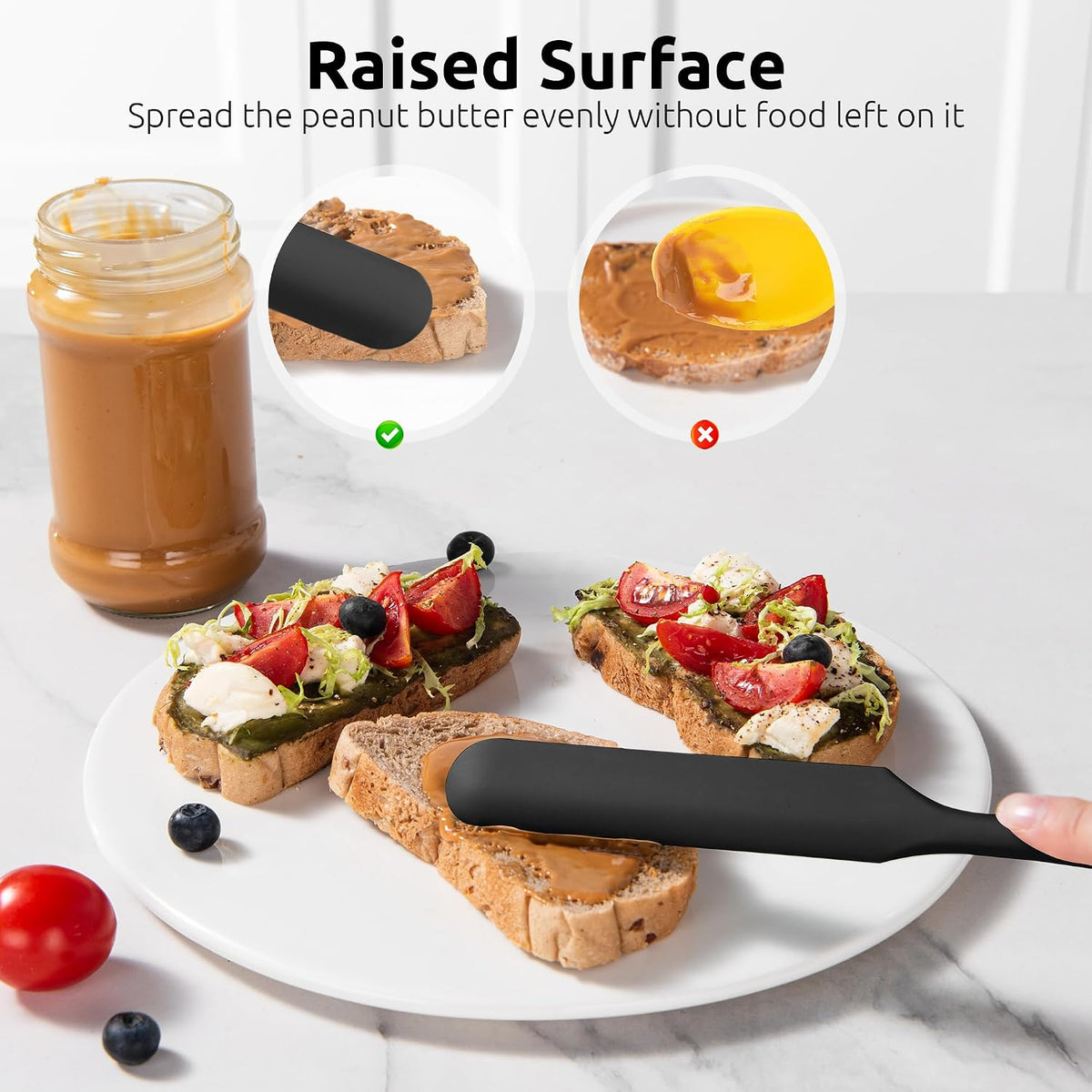 Skinny Silicone Jar Spatula Scraper, 10in Sourdough Tool, Aqua Sky