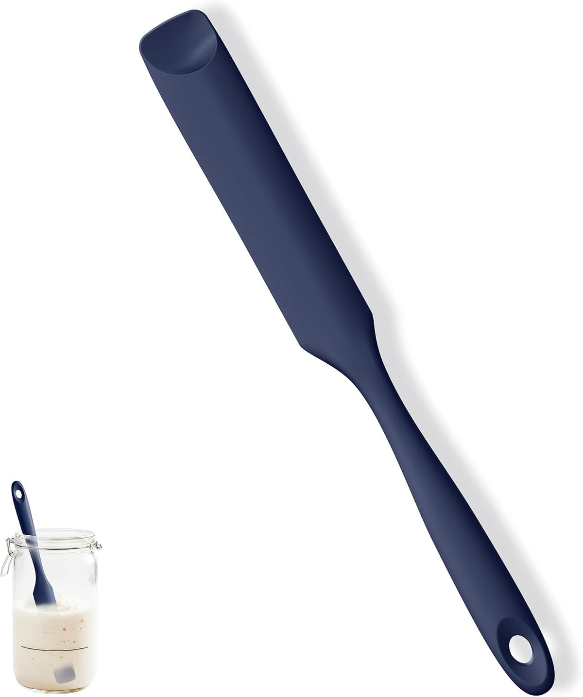 Skinny Silicone Jar Spatula Scraper, 10in Sourdough Tool, Aqua Sky