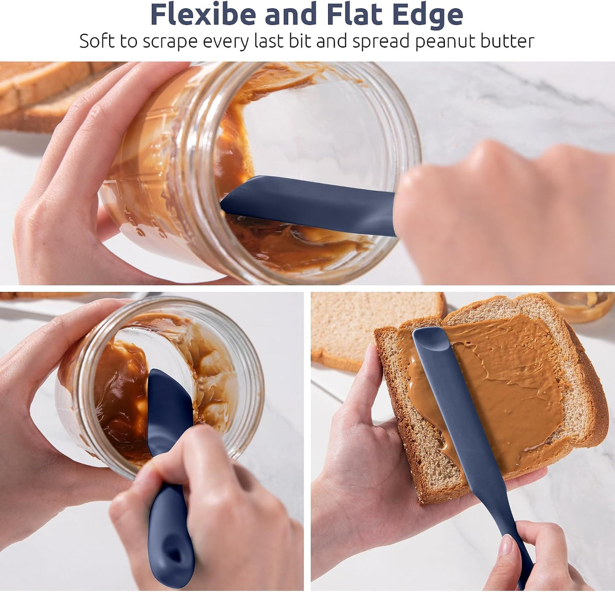 Skinny Silicone Jar Spatula Scraper, 10in Sourdough Tool, Aqua Sky