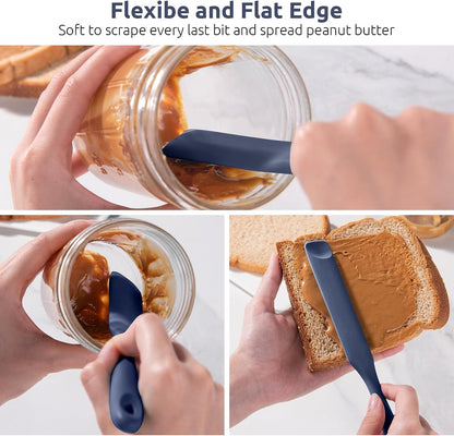 Skinny Silicone Jar Spatula Scraper, 10in Sourdough Tool, Aqua Sky