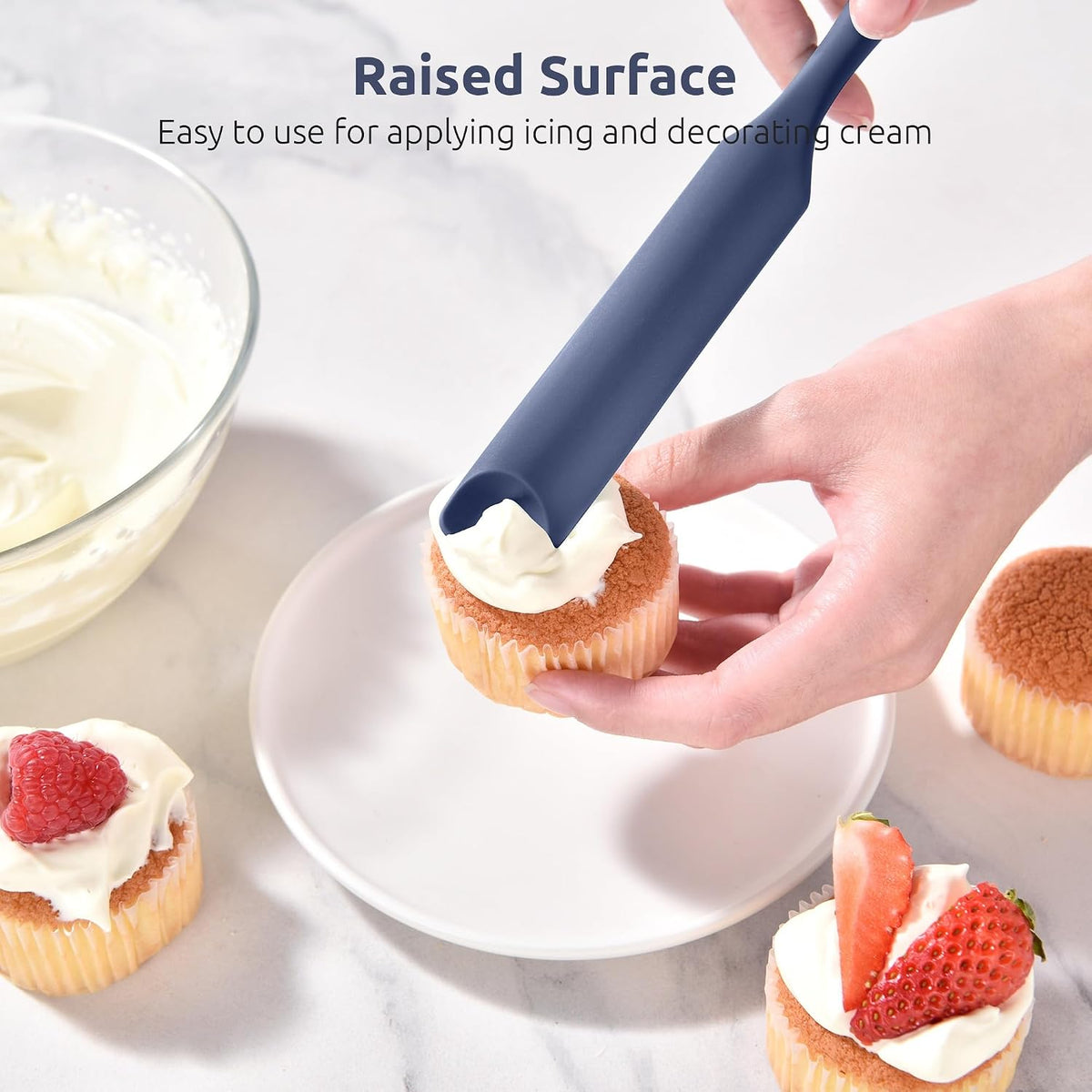 Skinny Silicone Jar Spatula Scraper, 10in Sourdough Tool, Aqua Sky