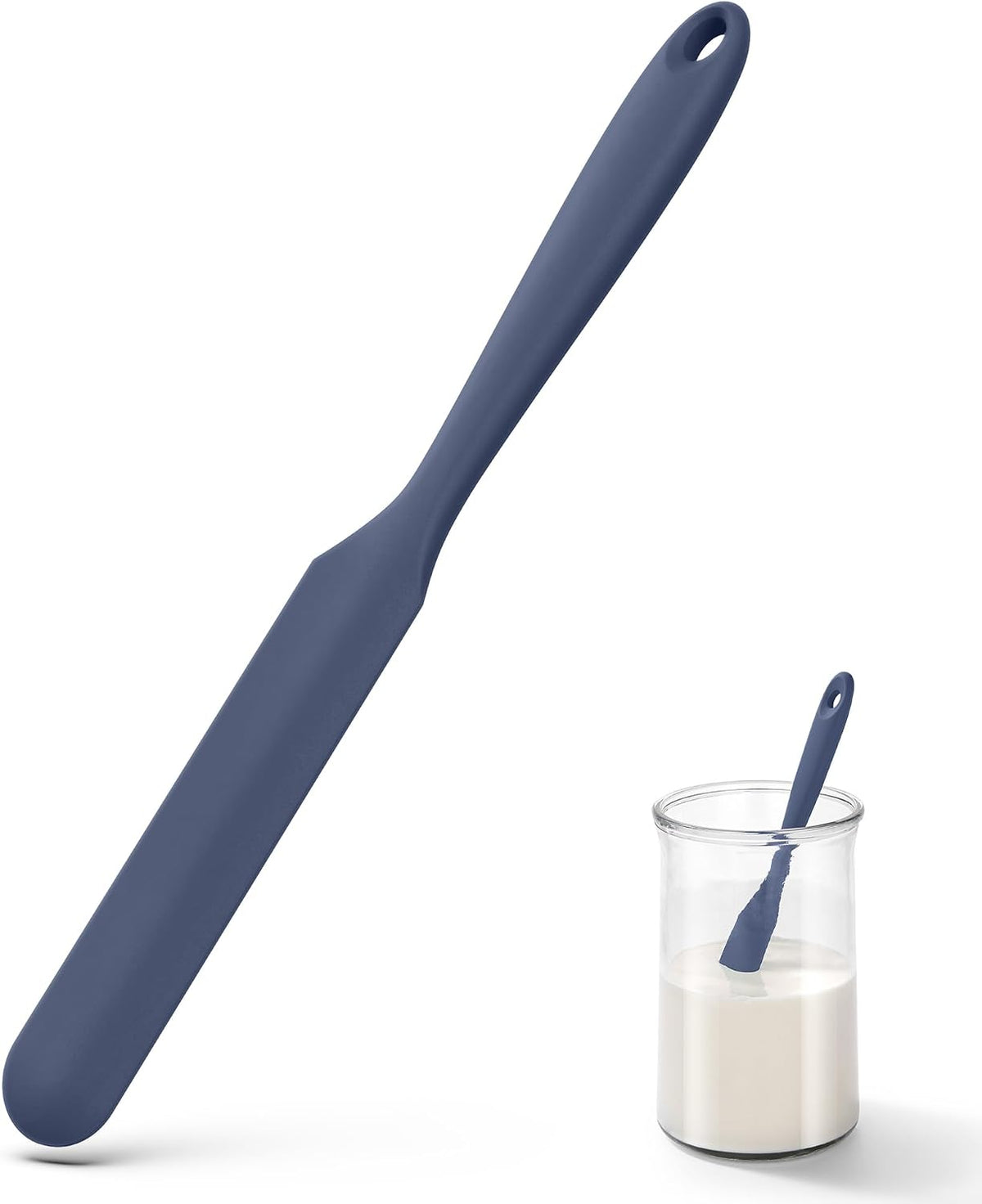 Skinny Silicone Jar Spatula Scraper, 10in Sourdough Tool, Aqua Sky