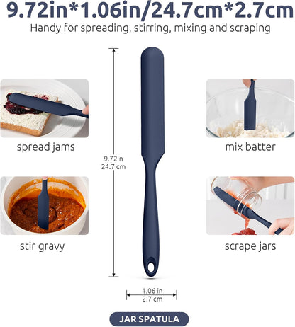 Skinny Silicone Jar Spatula Scraper, 10in Sourdough Tool, Aqua Sky