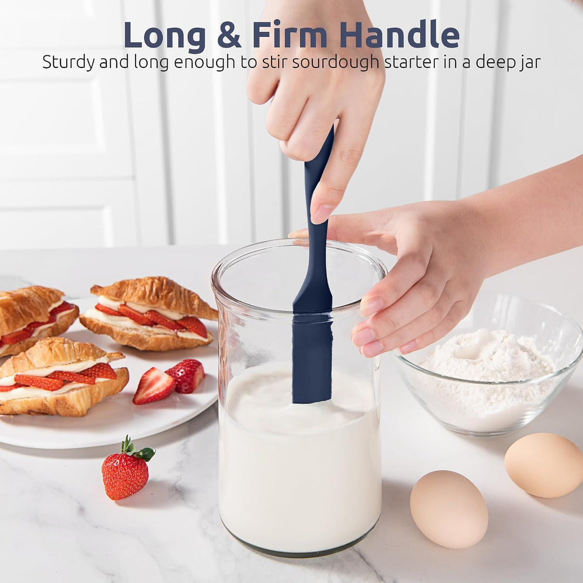 Skinny Silicone Jar Spatula Scraper, 10in Sourdough Tool, Aqua Sky