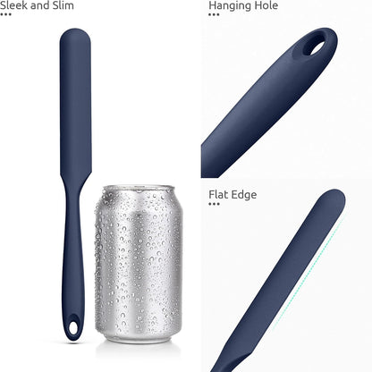 Skinny Silicone Jar Spatula Scraper, 10in Sourdough Tool, Aqua Sky