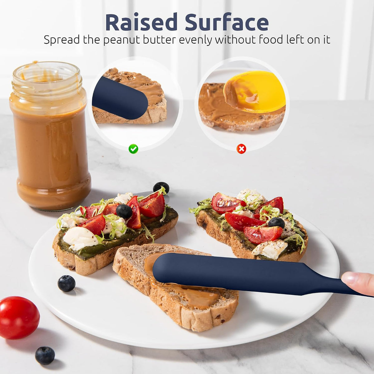 Skinny Silicone Jar Spatula Scraper, 10in Sourdough Tool, Aqua Sky