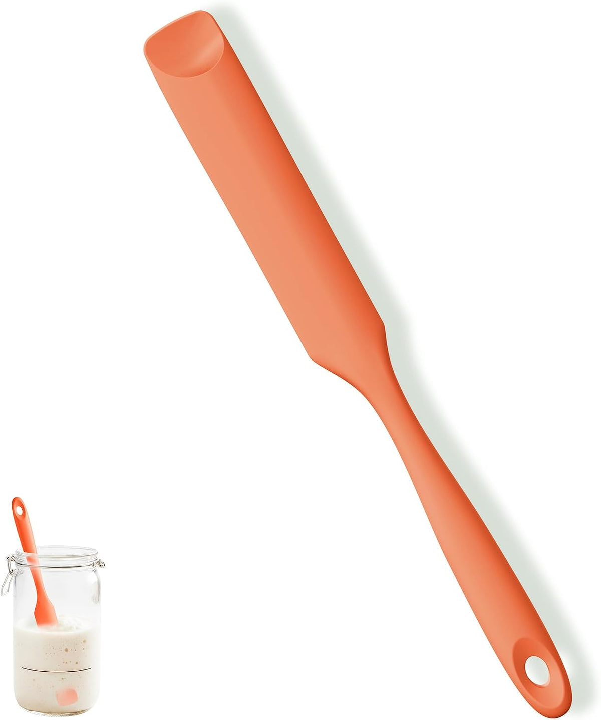 Skinny Silicone Jar Spatula Scraper, 10in Sourdough Tool, Aqua Sky