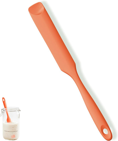 Skinny Silicone Jar Spatula Scraper, 10in Sourdough Tool, Aqua Sky