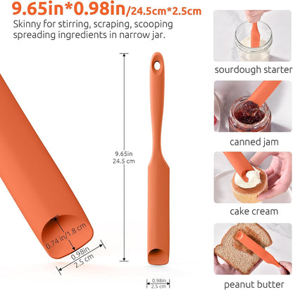 Skinny Silicone Jar Spatula Scraper, 10in Sourdough Tool, Aqua Sky