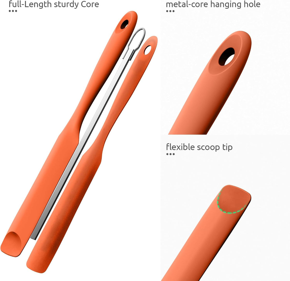 Skinny Silicone Jar Spatula Scraper, 10in Sourdough Tool, Aqua Sky