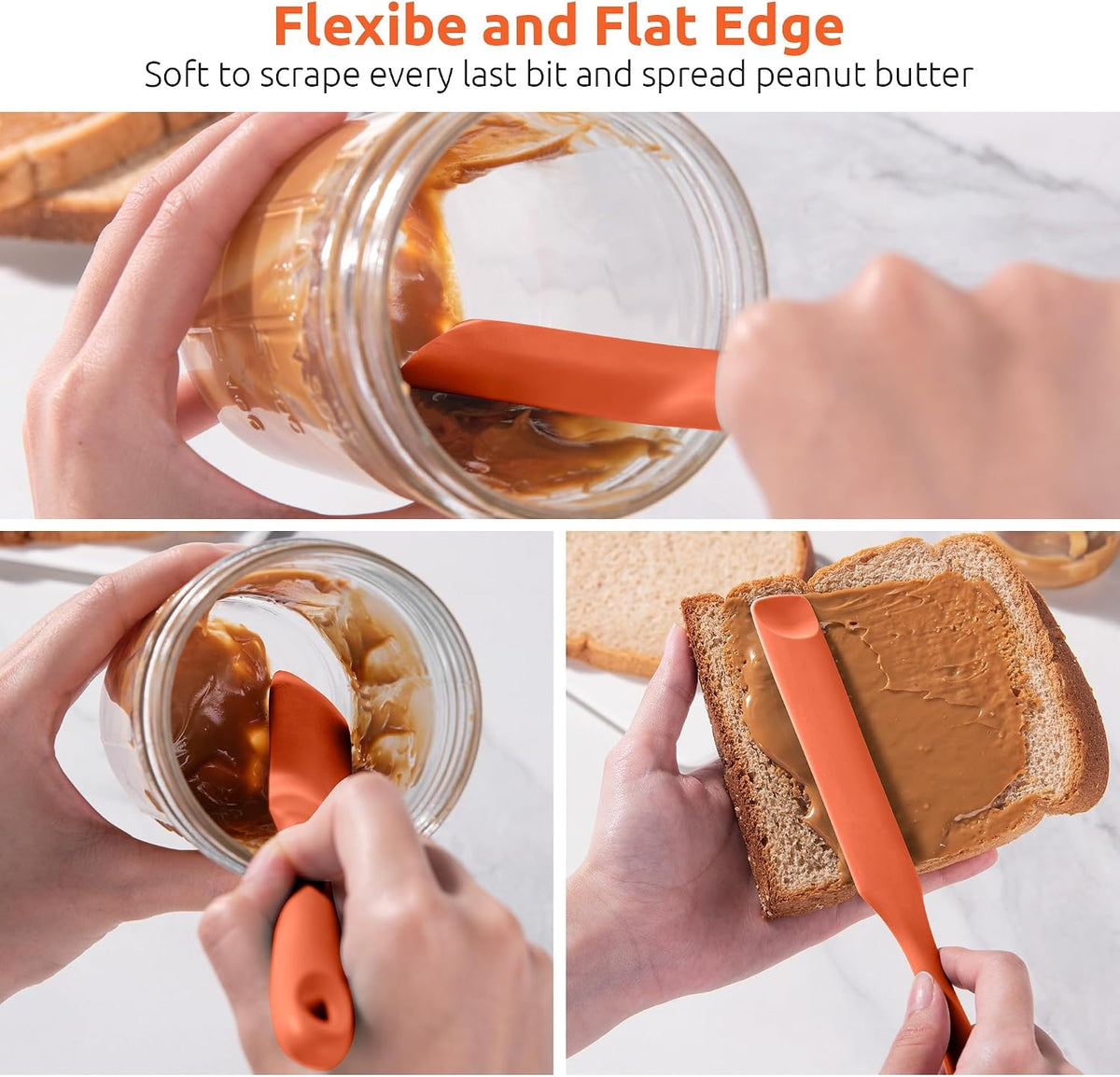 Skinny Silicone Jar Spatula Scraper, 10in Sourdough Tool, Aqua Sky
