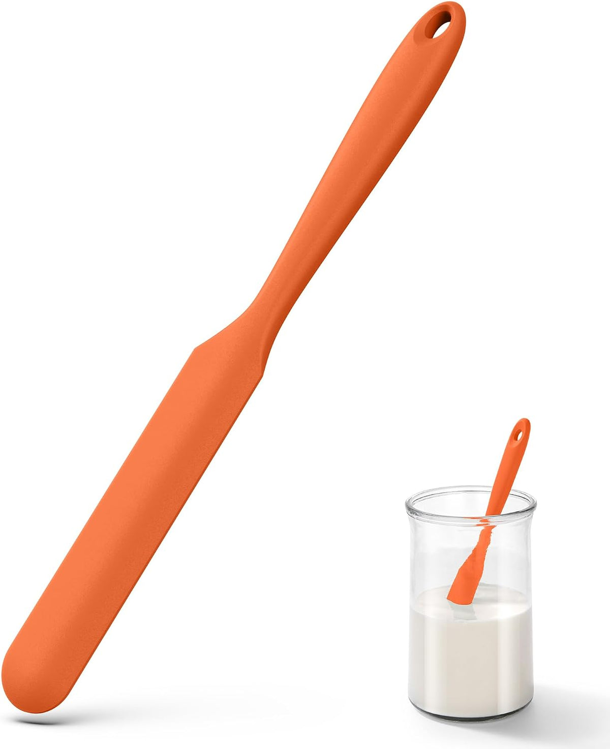 Skinny Silicone Jar Spatula Scraper, 10in Sourdough Tool, Aqua Sky