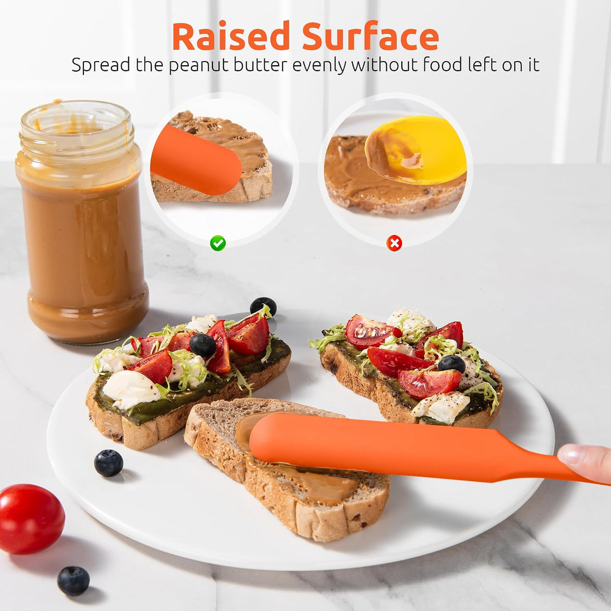 Skinny Silicone Jar Spatula Scraper, 10in Sourdough Tool, Aqua Sky