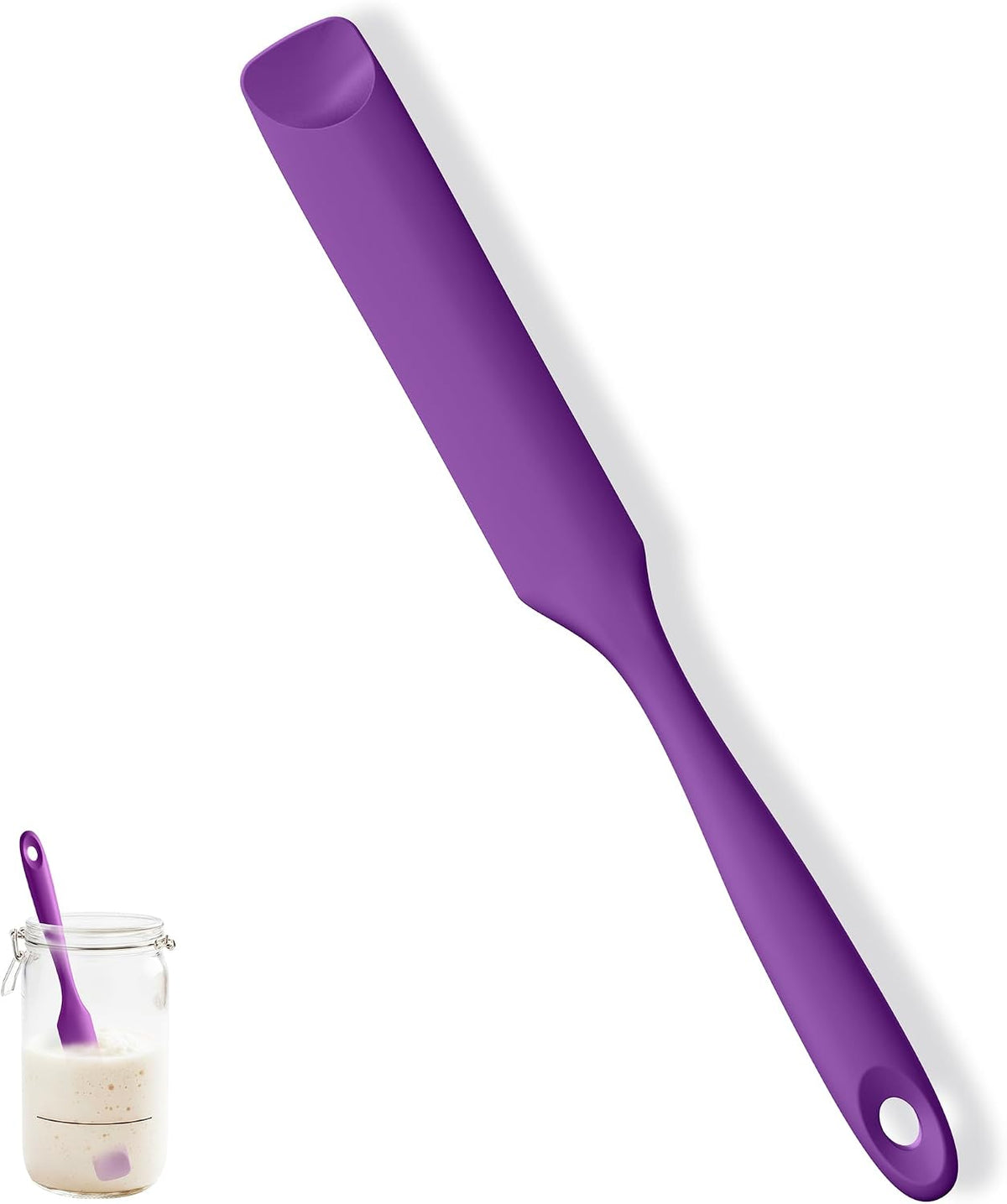 Skinny Silicone Jar Spatula Scraper, 10in Sourdough Tool, Aqua Sky