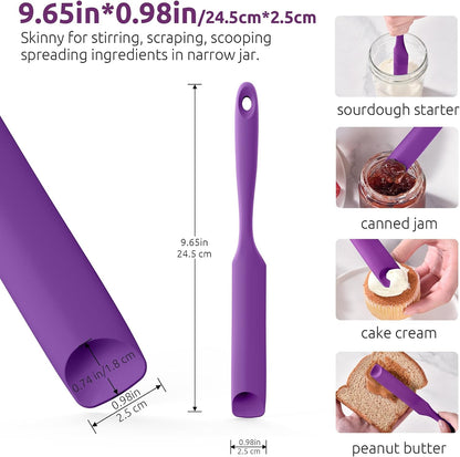 Skinny Silicone Jar Spatula Scraper, 10in Sourdough Tool, Aqua Sky
