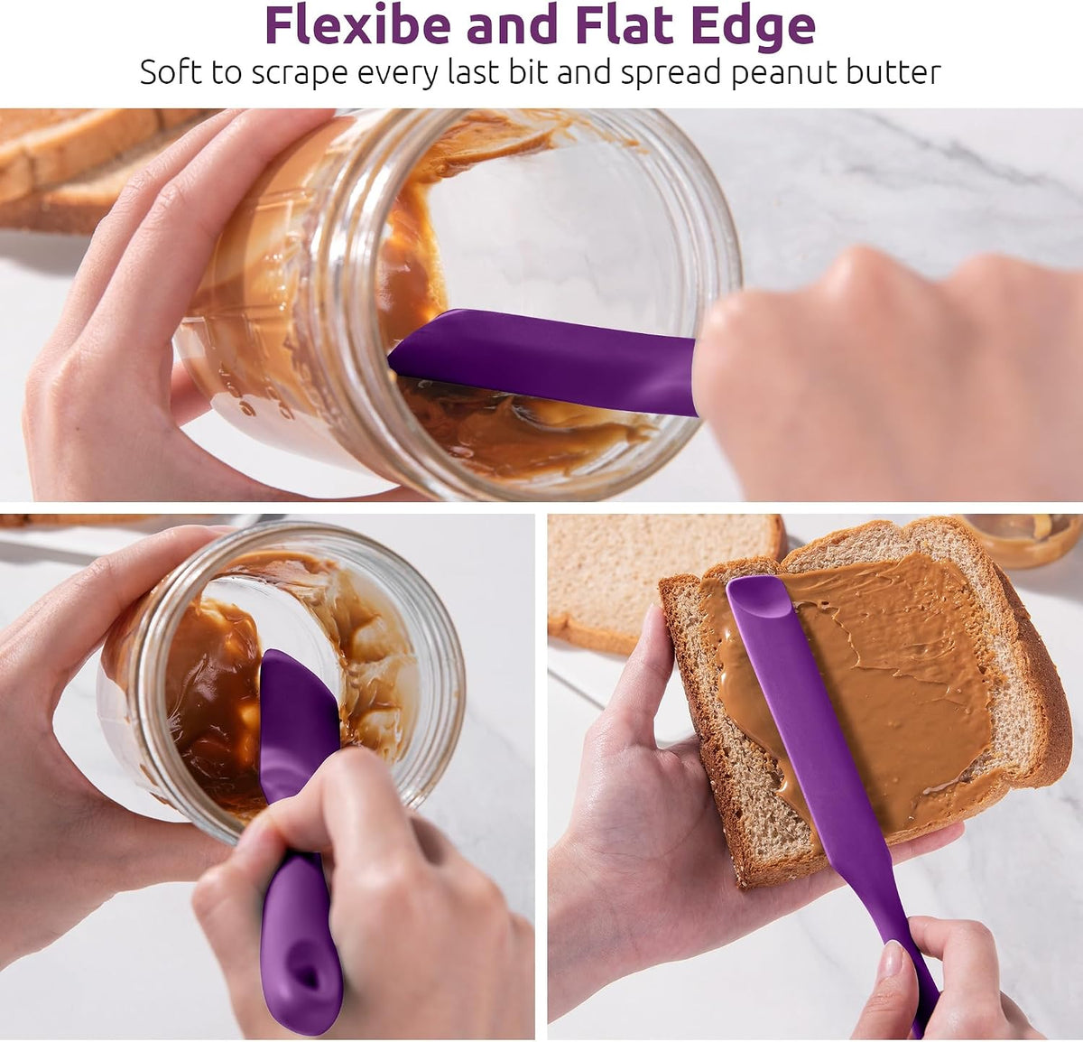 Skinny Silicone Jar Spatula Scraper, 10in Sourdough Tool, Aqua Sky