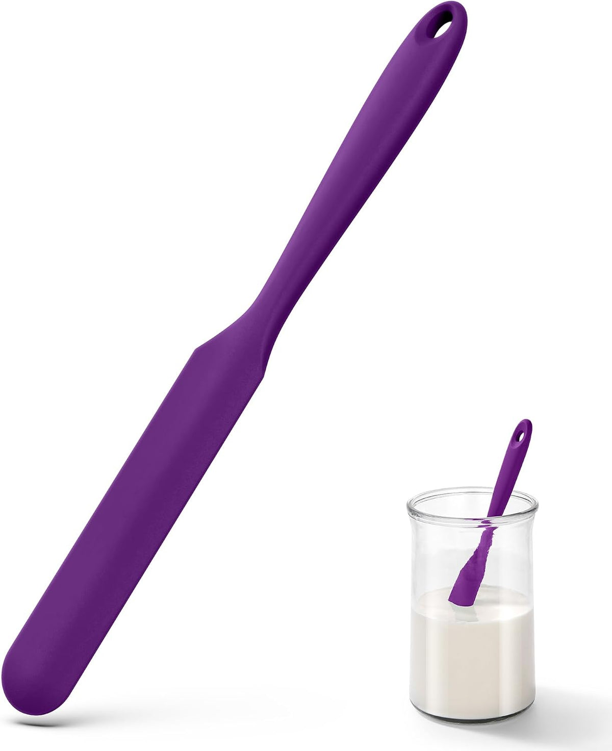 Skinny Silicone Jar Spatula Scraper, 10in Sourdough Tool, Aqua Sky