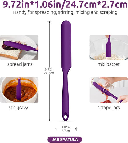 Skinny Silicone Jar Spatula Scraper, 10in Sourdough Tool, Aqua Sky